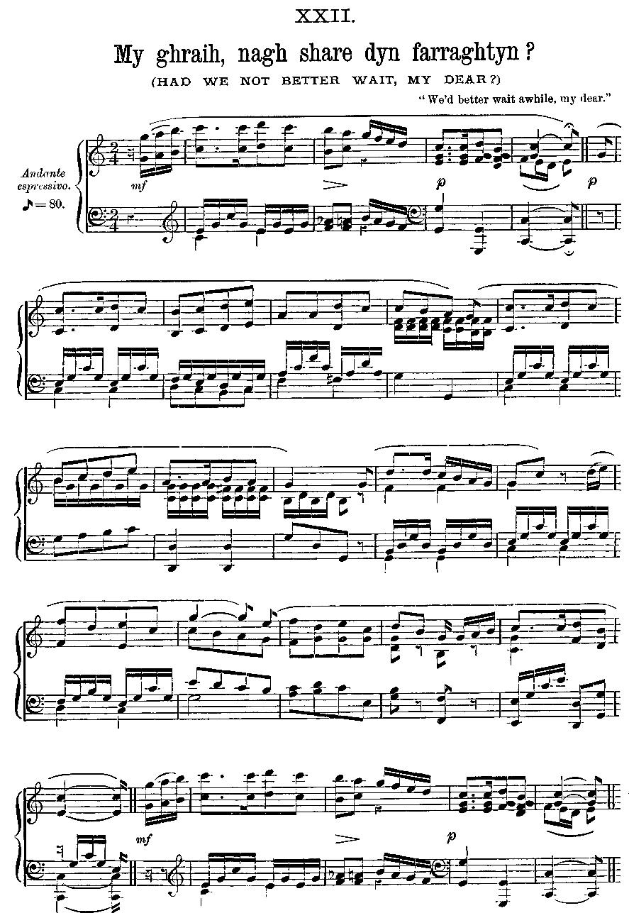 Music -  My graih, nagh share dyn farraghtyn ? - p19 Manx National Music,1898
