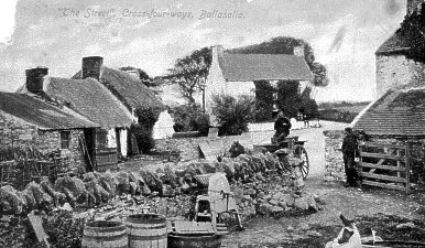 Postcard c.1910 - the Street Cross-four-ways Ballasalla