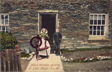 Manx Woman spinning in Glen Maye