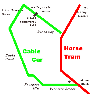 Schematic Route of Cable car and Horse Tram